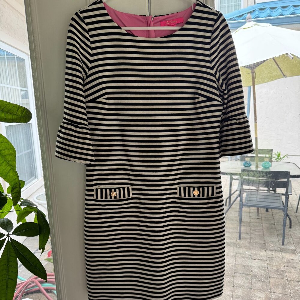 Lilly Pulitzer Black and White Striped Dress Size M